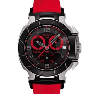 Authentic Tissot T-Race Chronograph Watch • Red Strap • Swiss Made